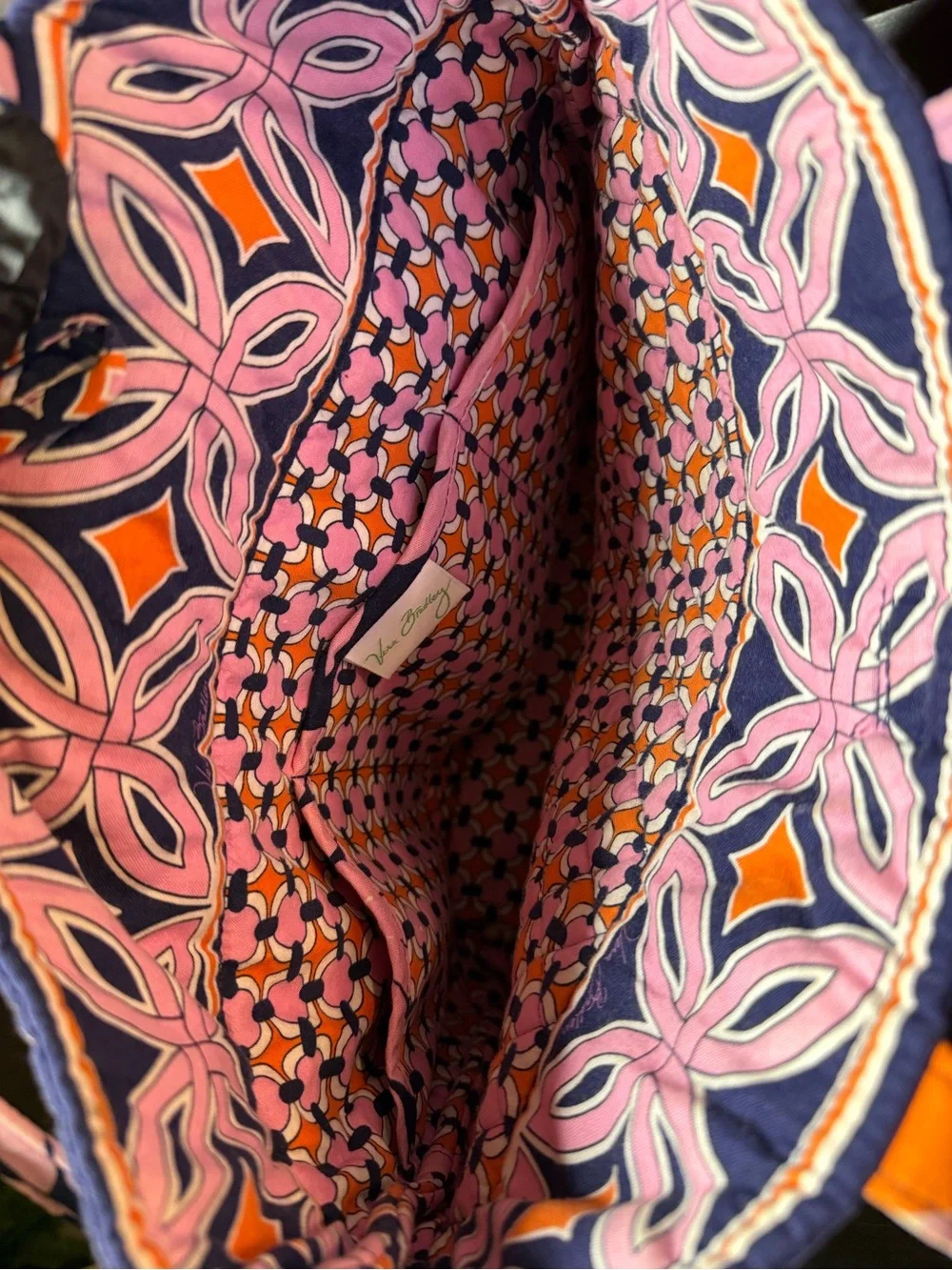 Vera Bradley Pink Floral Quilted Tote with Orange Centers